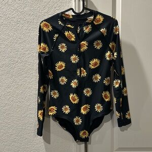 Girls one piece sunflower bathing suit